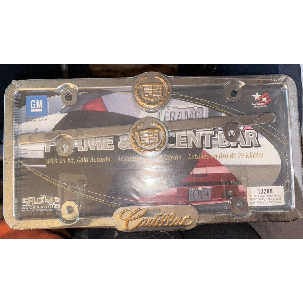 Cadillac Cruiser Accessories 10200 LOGO Chrome / Gold License Plate Frame Kit